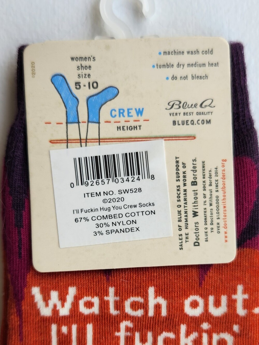 Blue Q Women's Crew Socks, Colorful floral Size 5-10 - Picture 3 of 4